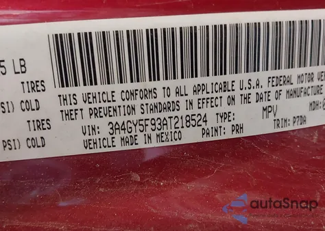 2010 Chrysler Pt Cruiser Classic из США, поврежденный, VIN 3A4GY5F93AT218524